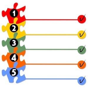 33548399 - graphical presentation of the working process in five steps with puzzle elements